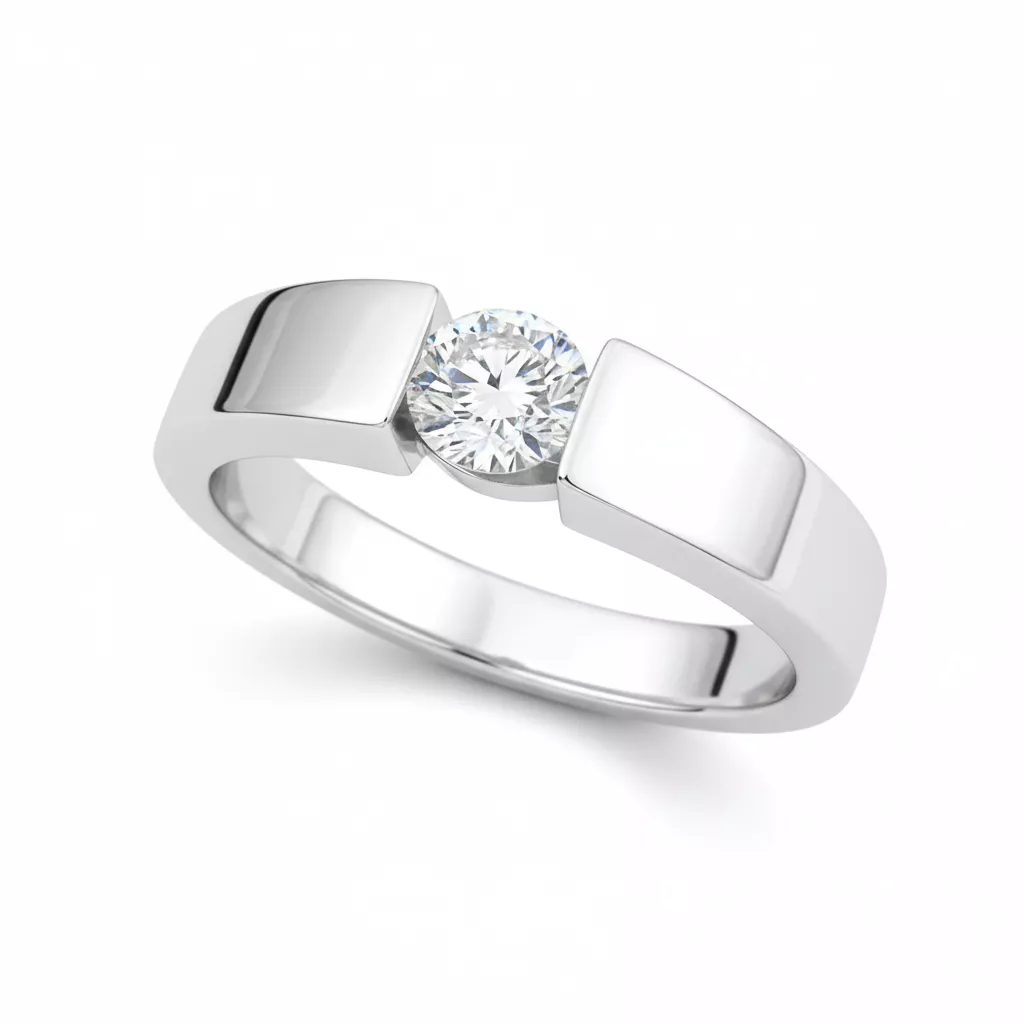 Bague Solitaire Or Blanc Zirconium - Bague en Or 750 18k - Bijoux en Vogue