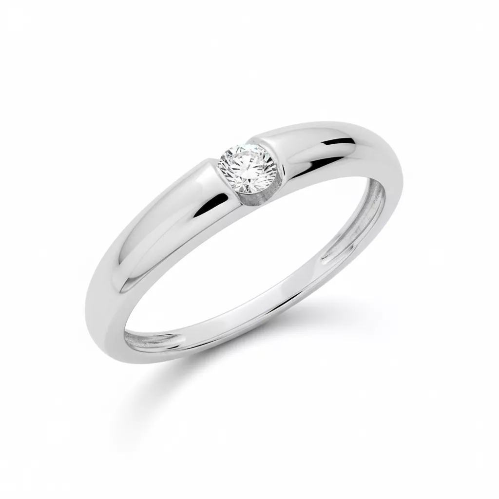 Bague Solitaire Or Blanc Cerriana Zirconium - Bague en Or 750 18k - Bijoux en Vogue
