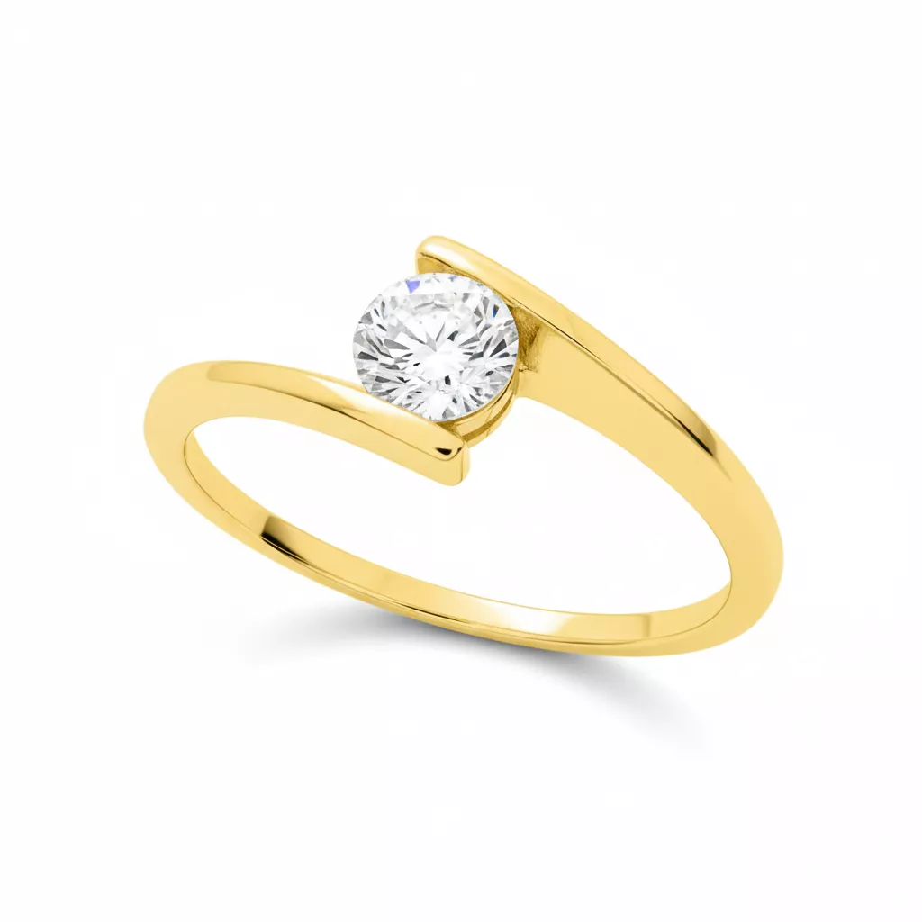 Bague Solitaire Or Avilette Zirconium - Bague en Or 750 18k - Bijoux en Vogue