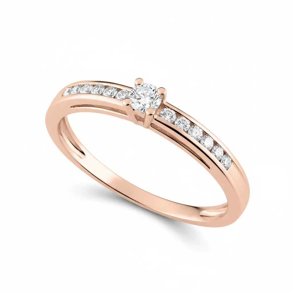 Bague Solitaire Or Rose Aroha Diamant - Bague en Or 750 18k - Bijoux en Vogue