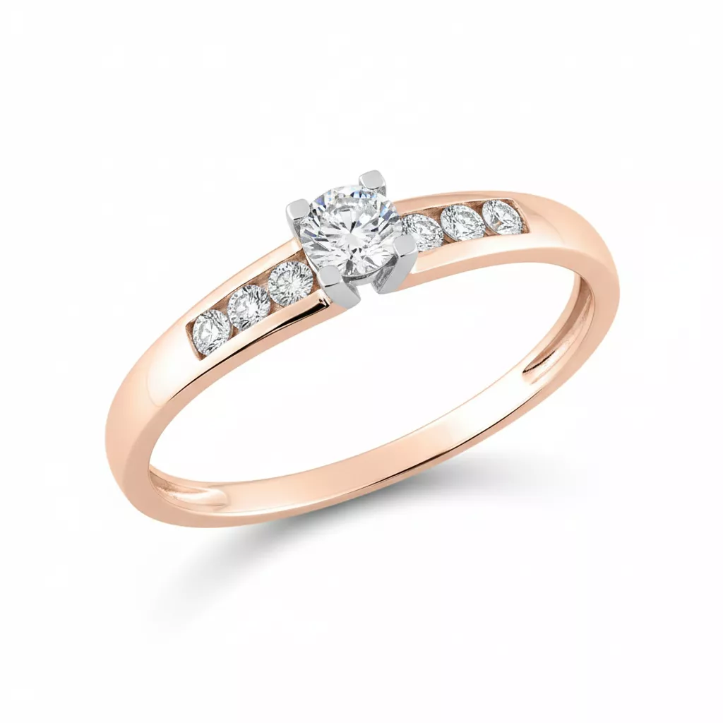 Bague Solitaire Or Rose et Blanc Anoutchka Diamant - Bague en Or 750 18k - Bijoux en Vogue