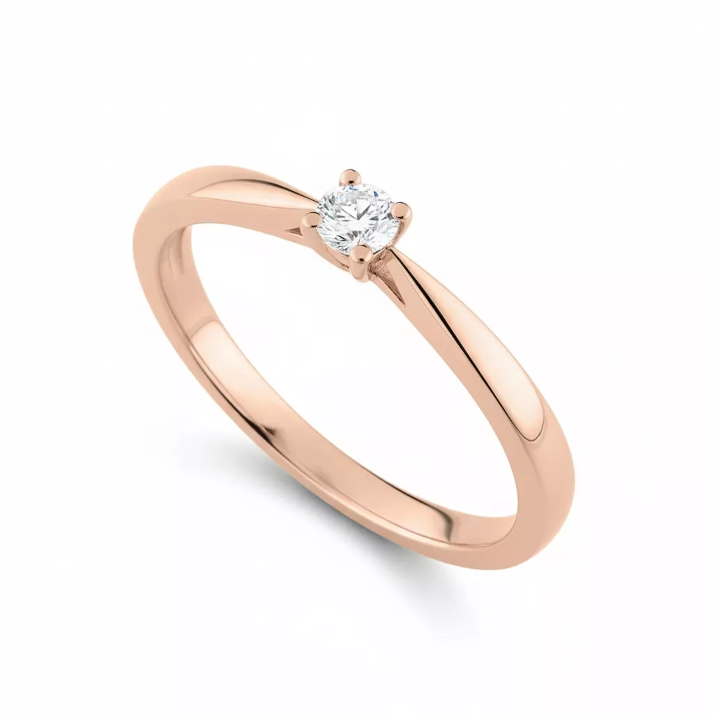 Bague Solitaire Or Rose Rafiqa Diamant - Bague en Or 750 18k - Bijoux en Vogue
