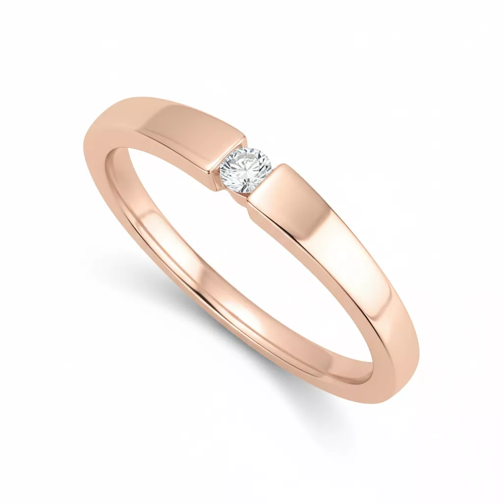 Bague Solitaire Or Rose Wampunga Diamant - Bague en Or 750 18k - Bijoux en Vogue