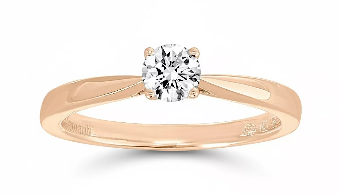 Bague Solitaire Or Rose Bassine Diamant - Bague en Or 750 18k - Bijoux en Vogue