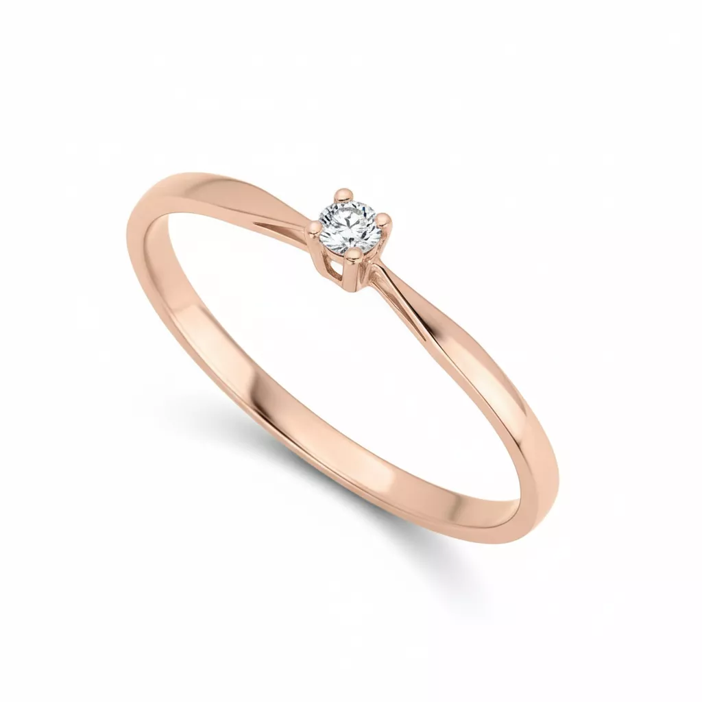 Bague Solitaire Or Rose Vasylivna Diamant - Bague en Or 750 18k - Bijoux en Vogue