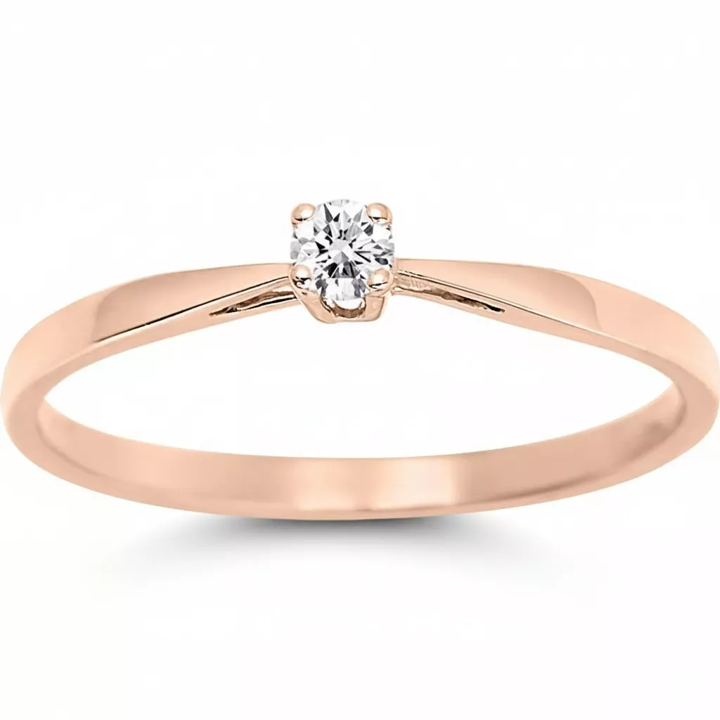 Bague Solitaire Or Rose Nassulata Diamant - Bague en Or 750 18k - Bijoux en Vogue