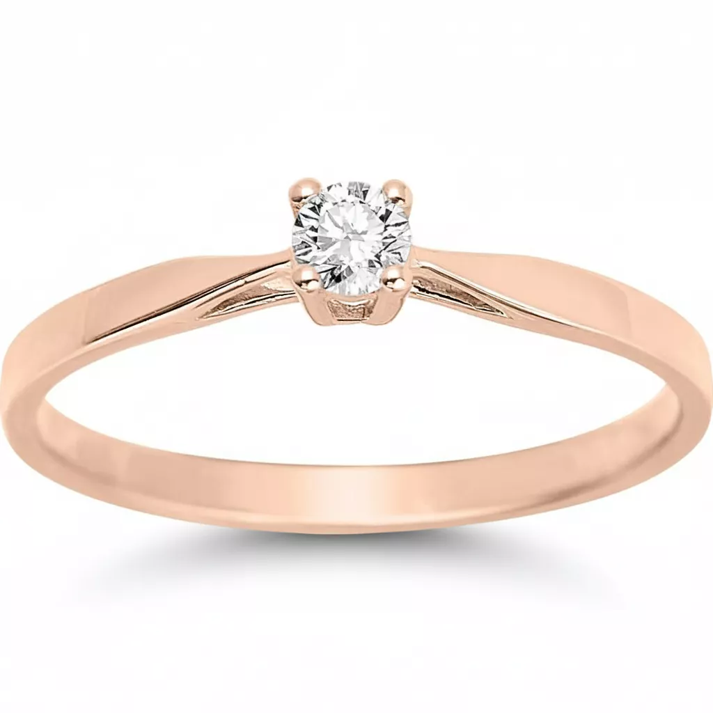 Bague Solitaire Or Rose Najda Diamant - Bague en Or 750 18k - Bijoux en Vogue