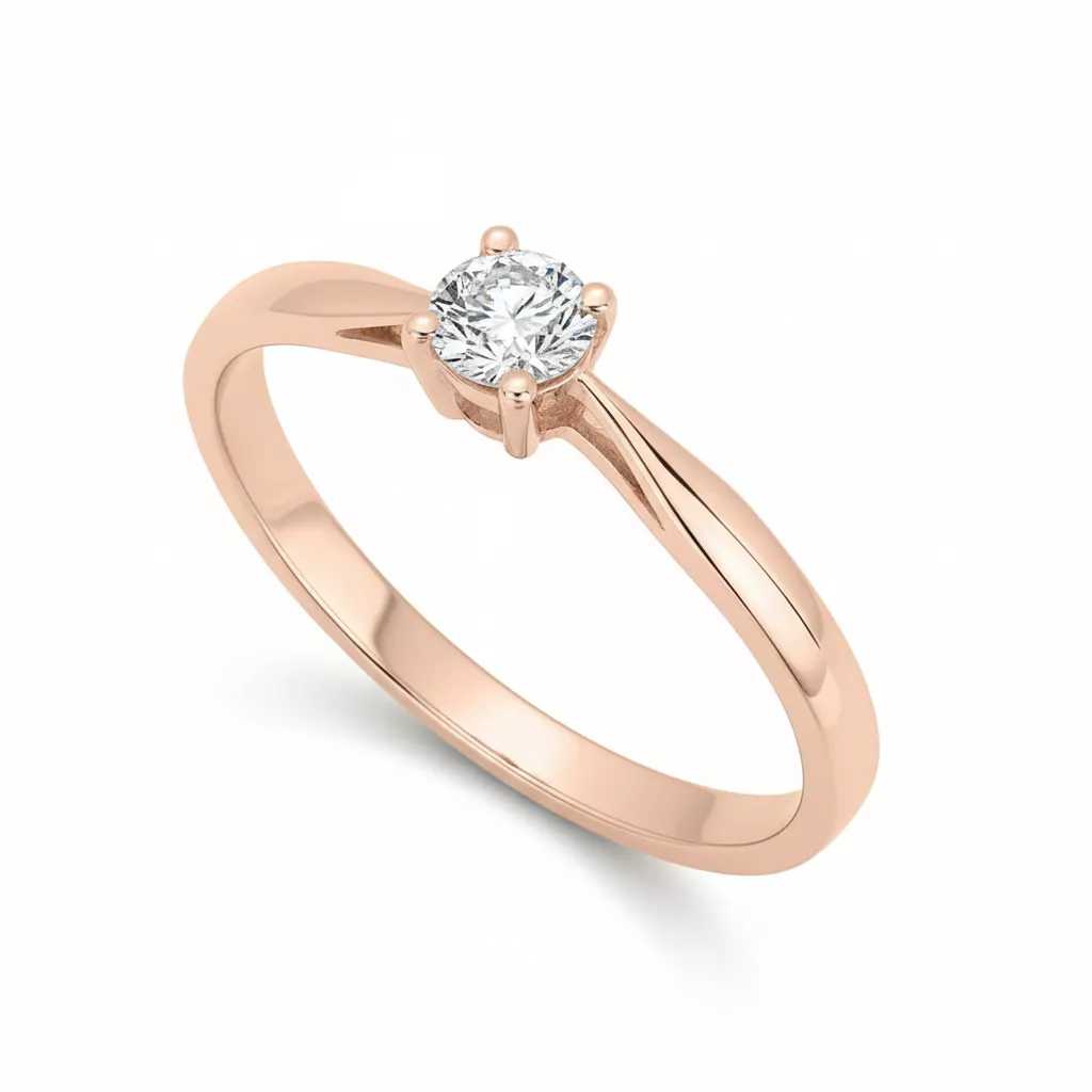 Bague Solitaire Or Rose Fanestine Diamant - Bague en Or 750 18k - Bijoux en Vogue