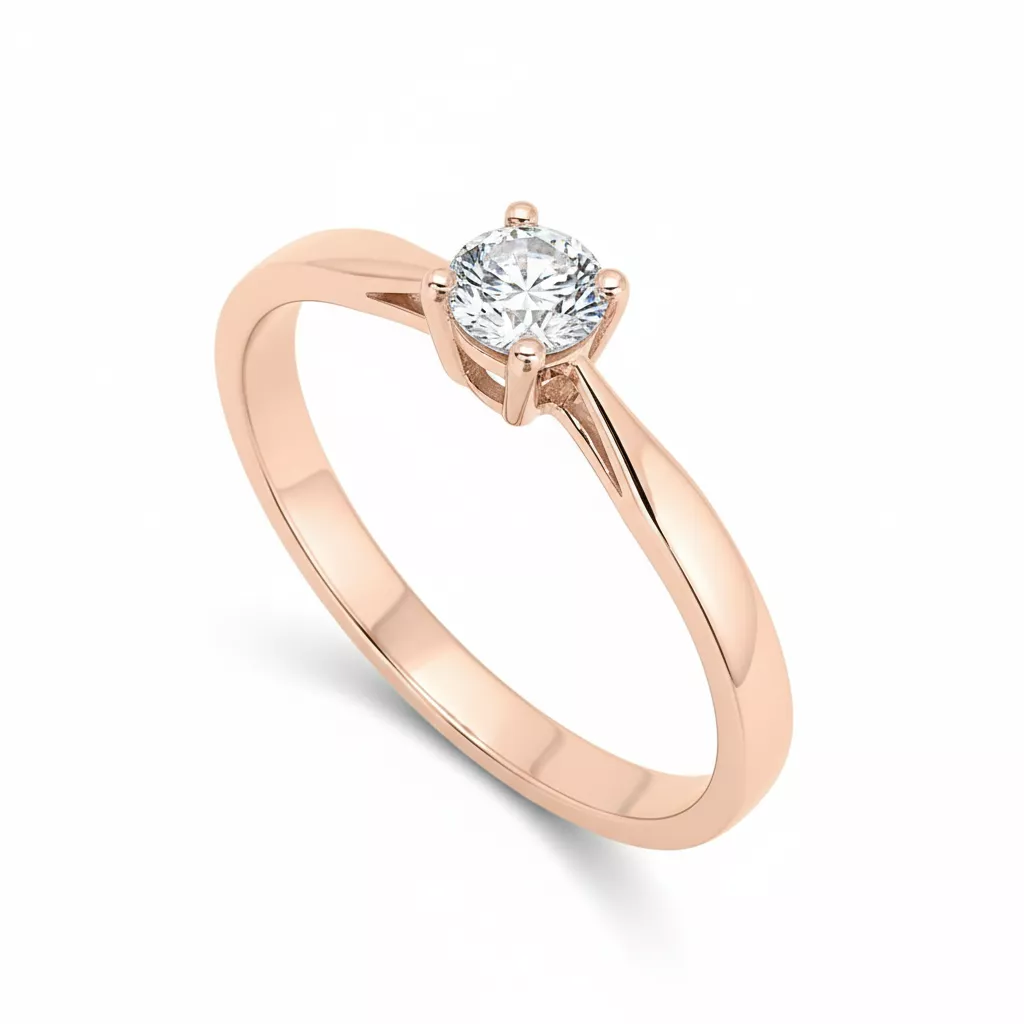 Bague Solitaire Or Rose Mayssara Diamant - Bague en Or 750 18k - Bijoux en Vogue