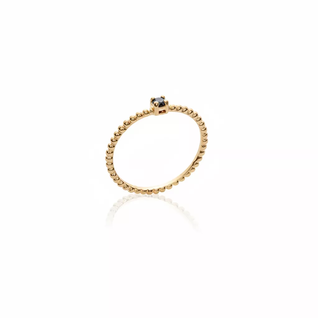 Bague Solitaire Plaqué Or Zirconium Joaillerie Texturé Stacking Couleurs