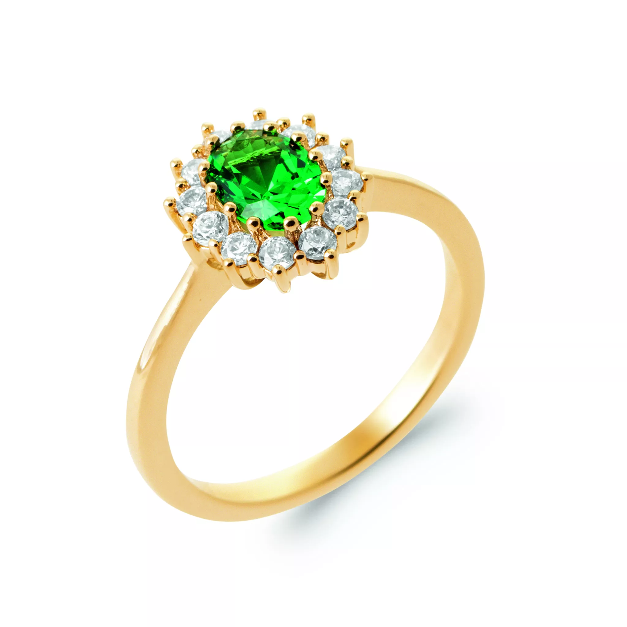 Bague Solitaire Plaqué Or Leuthsouline Zirconium Joaillerie Entourage Couleurs - Bague en Plaqué or