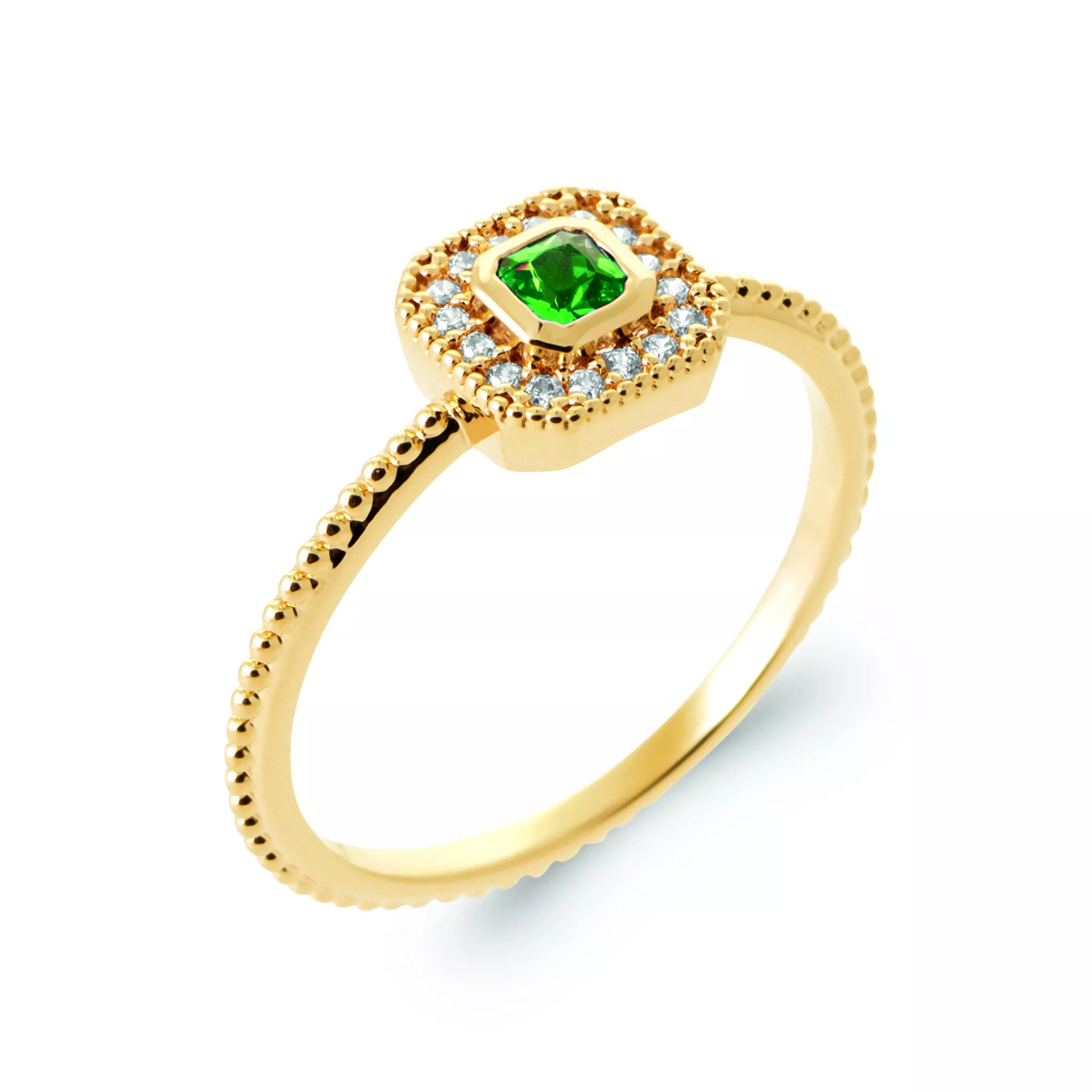 Bague Solitaire Plaqué Or Zirconium Joaillerie Texturé Entourage Couleurs