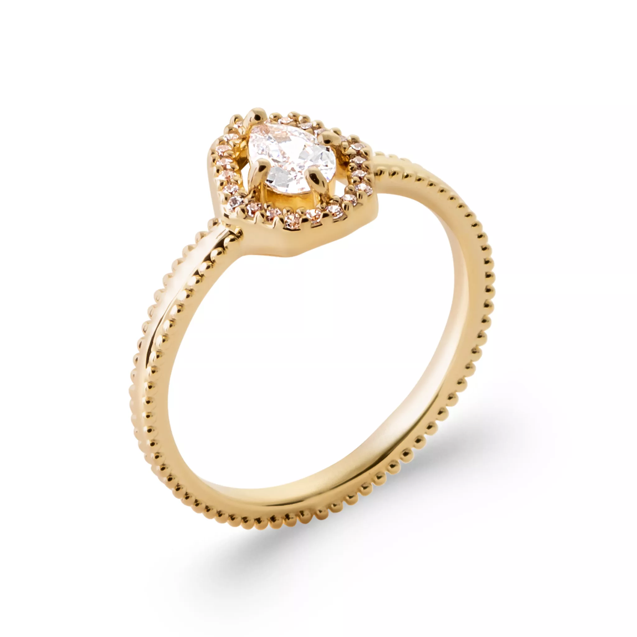 Bague Solitaire Plaqué Or Mirlena Zirconium Joaillerie Entourage - Bague en Plaqué or