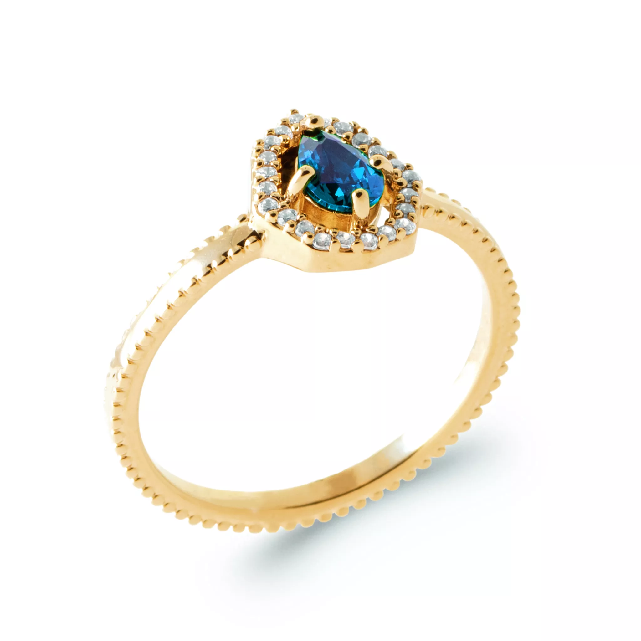 Bague Solitaire Plaqué Or Laurisca Zirconium Joaillerie Entourage Couleurs - Bague en Plaqué or