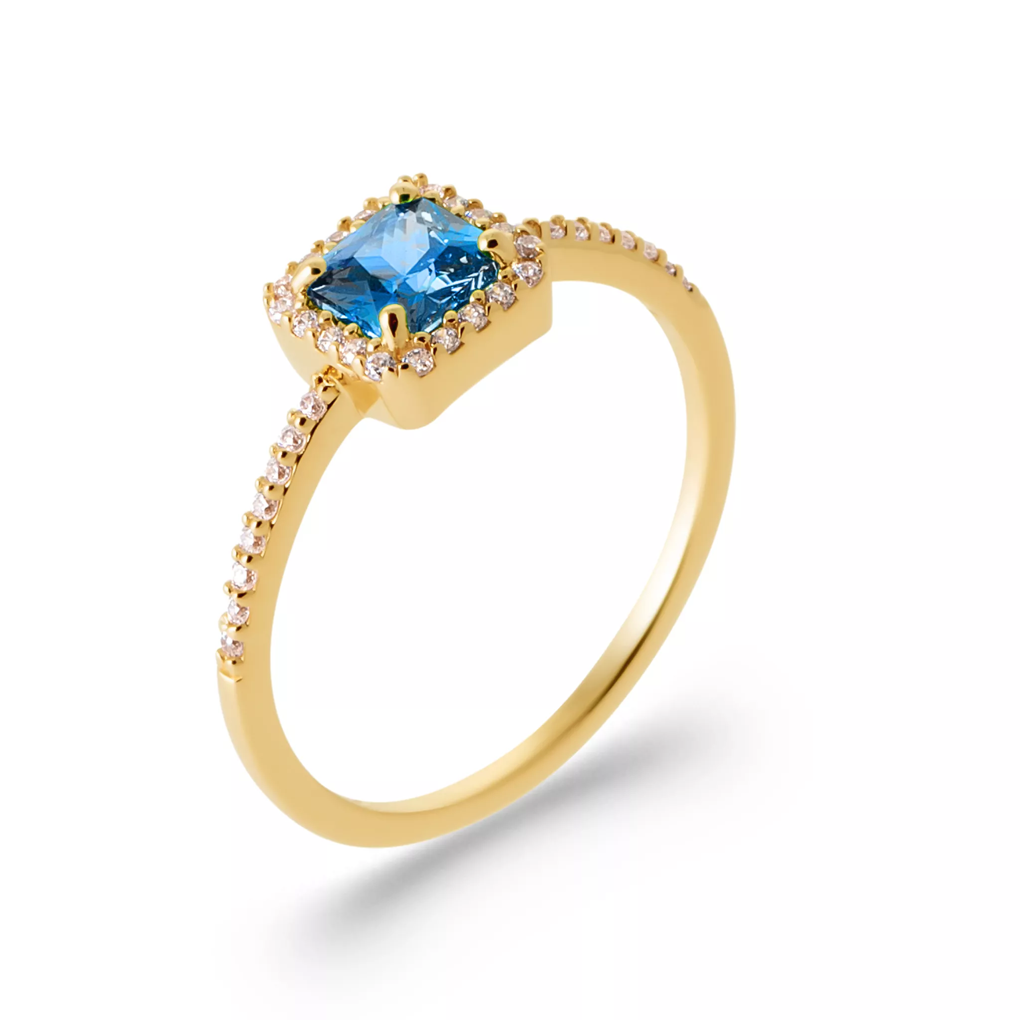 Bague Solitaire Plaqué Or Oceance Zirconium Joaillerie Entourage Couleurs - Bague en Plaqué or
