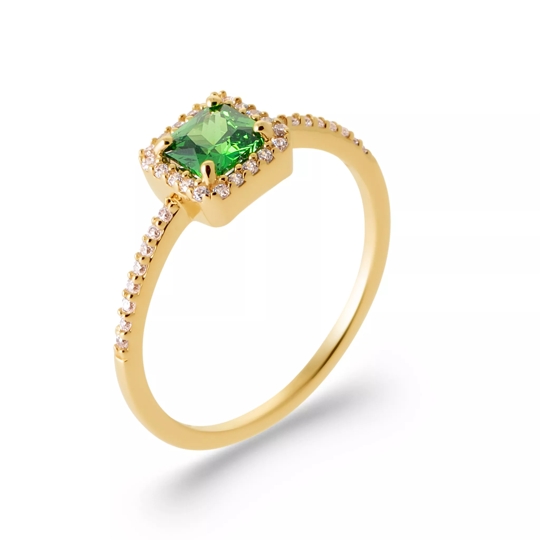 Bague Solitaire Plaqué Or Almedina Zirconium Joaillerie Entourage Couleurs - Bague en Plaqué or