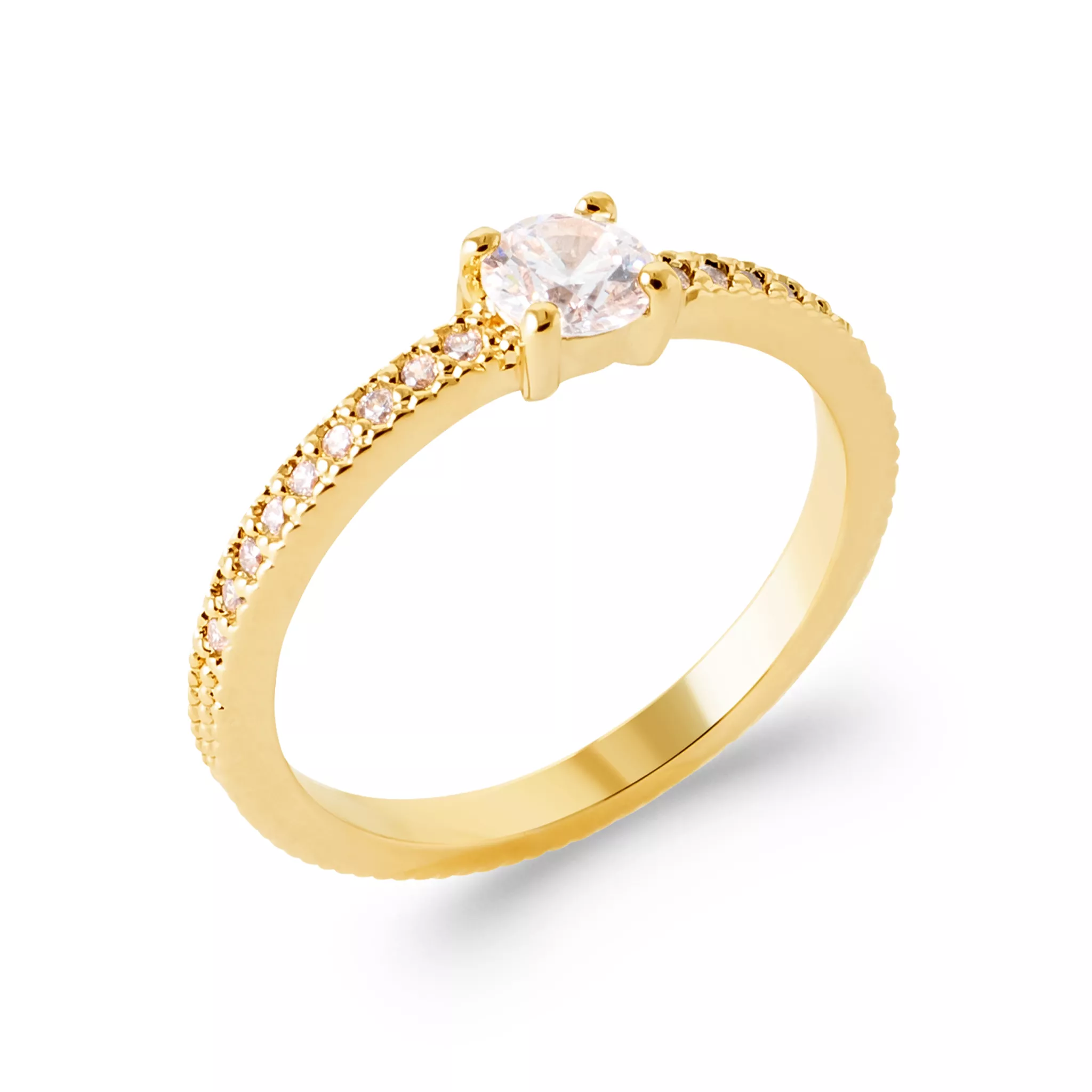 Bague Solitaire Plaqué Or Kochie Zirconium Joaillerie - Bague en Plaqué or - Bijoux en Vogue