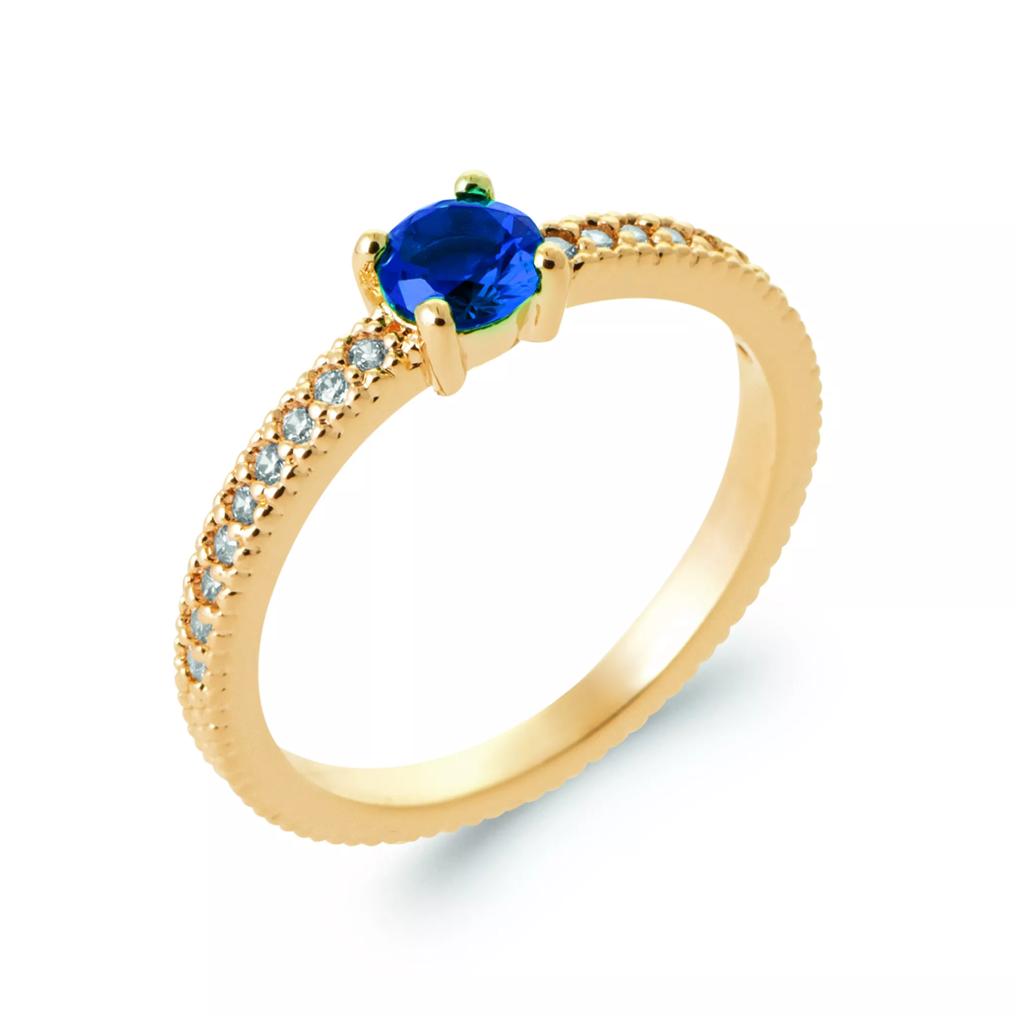 Bague Solitaire Plaqué Or Ankidine Zirconium Joaillerie Texturé Couleurs - Bague en Plaqué or - Bijoux en Vogue