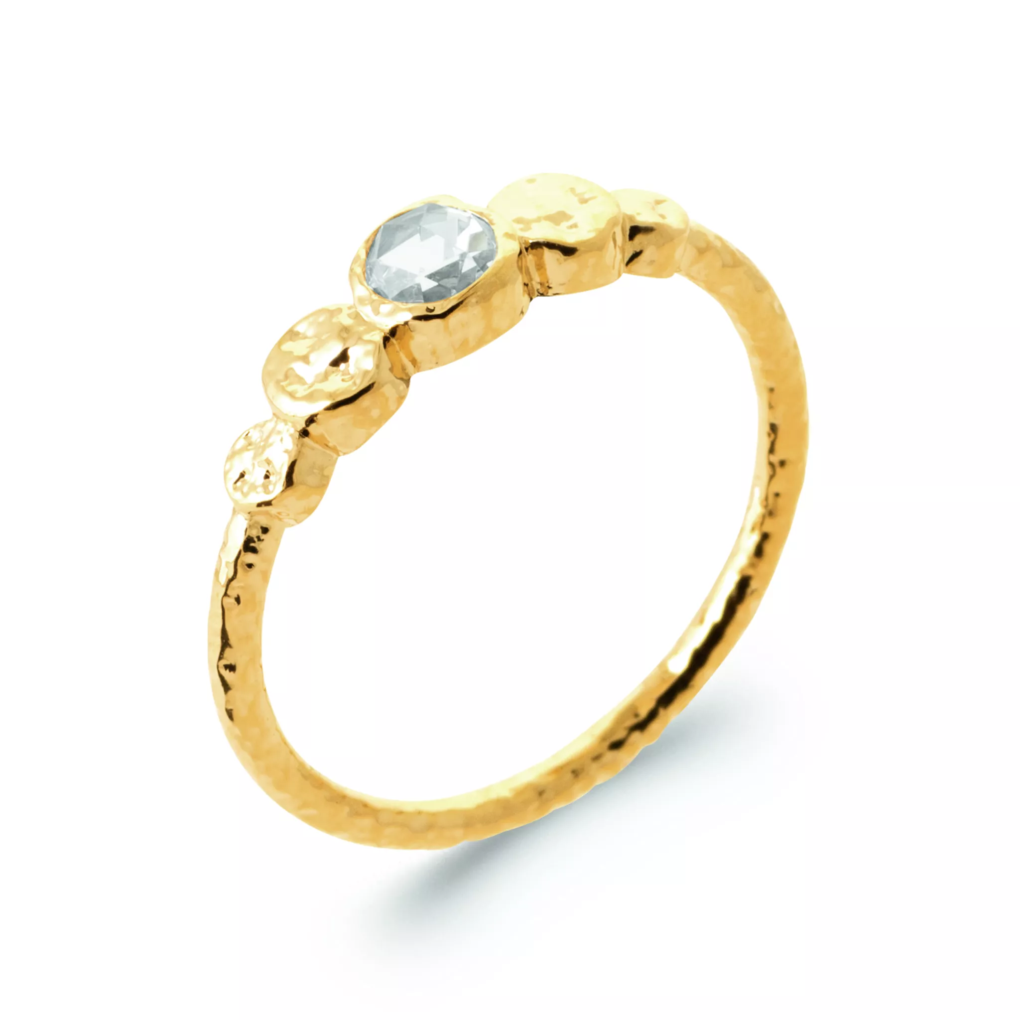 Bague Solitaire Plaqué Or Katerine Martelé Zirconium - Bague en Plaqué or - Bijoux en Vogue