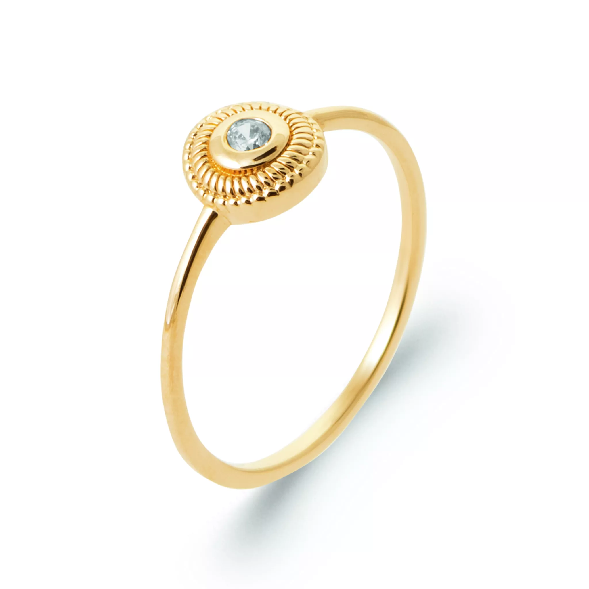 Bague Solitaire Plaqué Or Loubida Zirconium Texturé - Bague en Plaqué or - Bijoux en Vogue