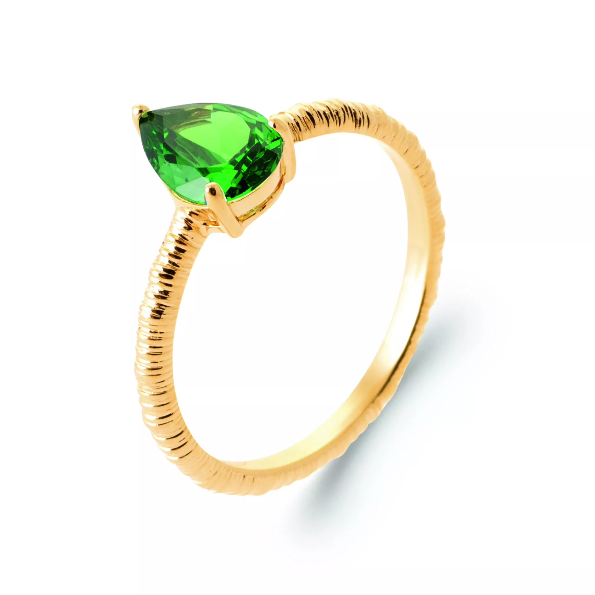 Bague Solitaire Plaqué Or Hissia Zirconium Texturé Couleurs - Bague en Plaqué or - Bijoux en Vogue