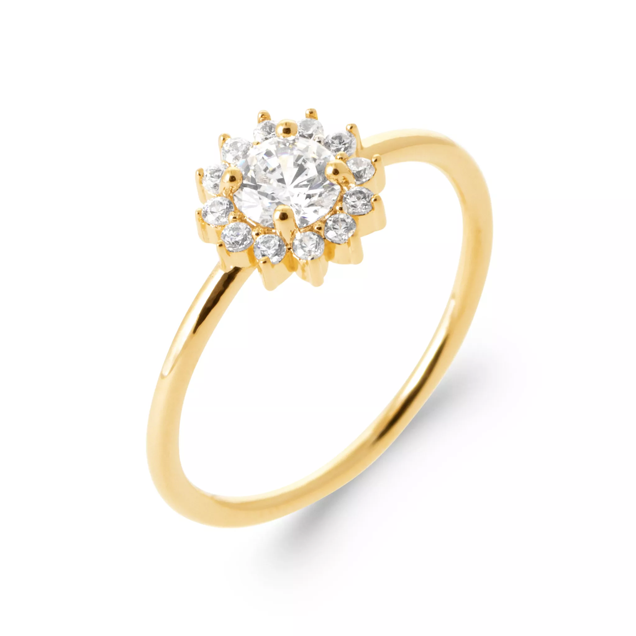 Bague Solitaire Plaqué Or Elyett Zirconium Joaillerie Entourage - Bague en Plaqué or - Bijoux en Vogue