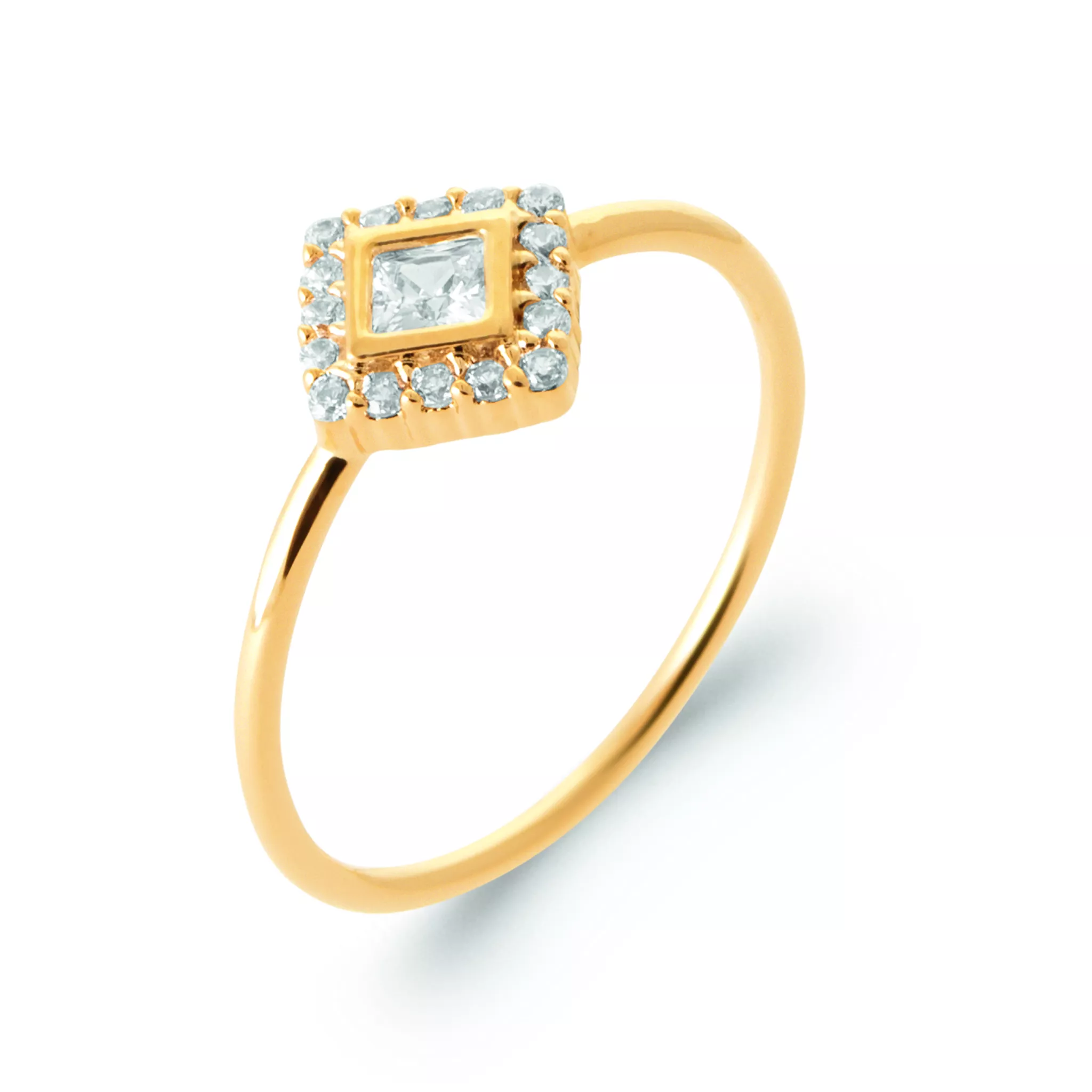 Bague Solitaire Plaqué Or Pavlica Zirconium Joaillerie Entourage - Bague en Plaqué or - Bijoux en Vogue