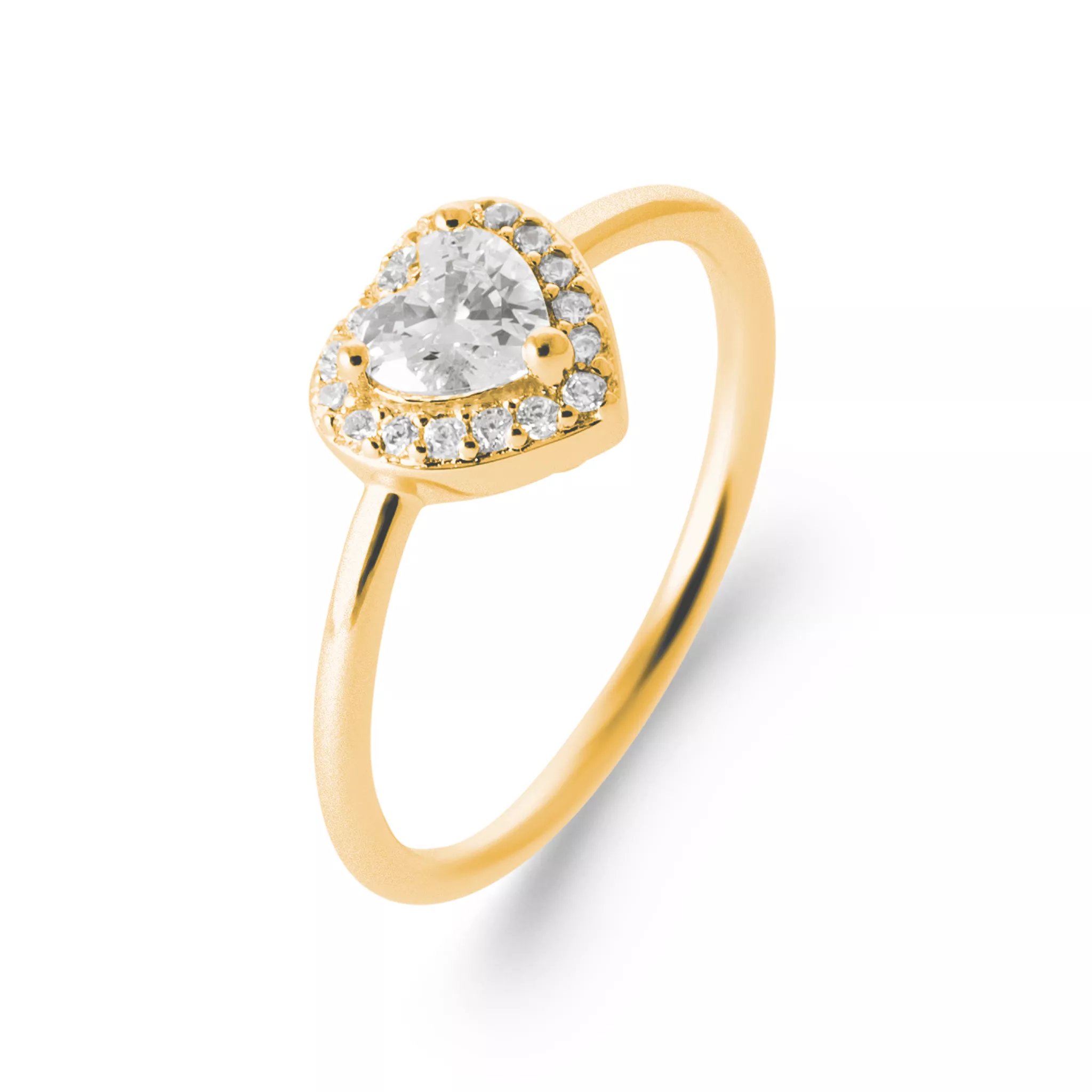 Bague Solitaire Plaqué Or Ralia Zirconium Coeurs Joaillerie Entourage - Bague en Plaqué or - Bijoux en Vogue