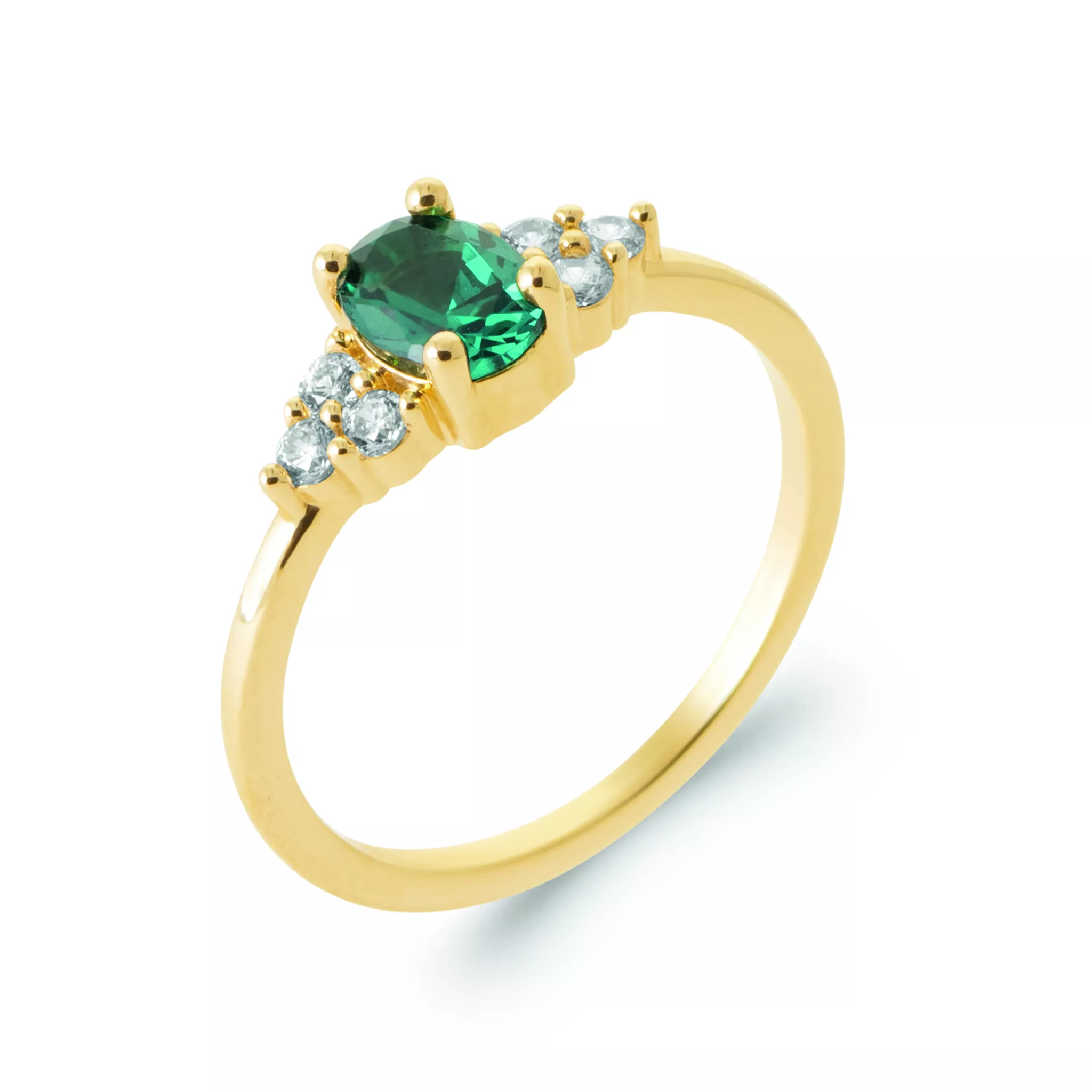 Bague Solitaire Plaqué Or Nastassia Zirconium Joaillerie Entourage Couleurs - Bague en Plaqué or - Bijoux en Vogue