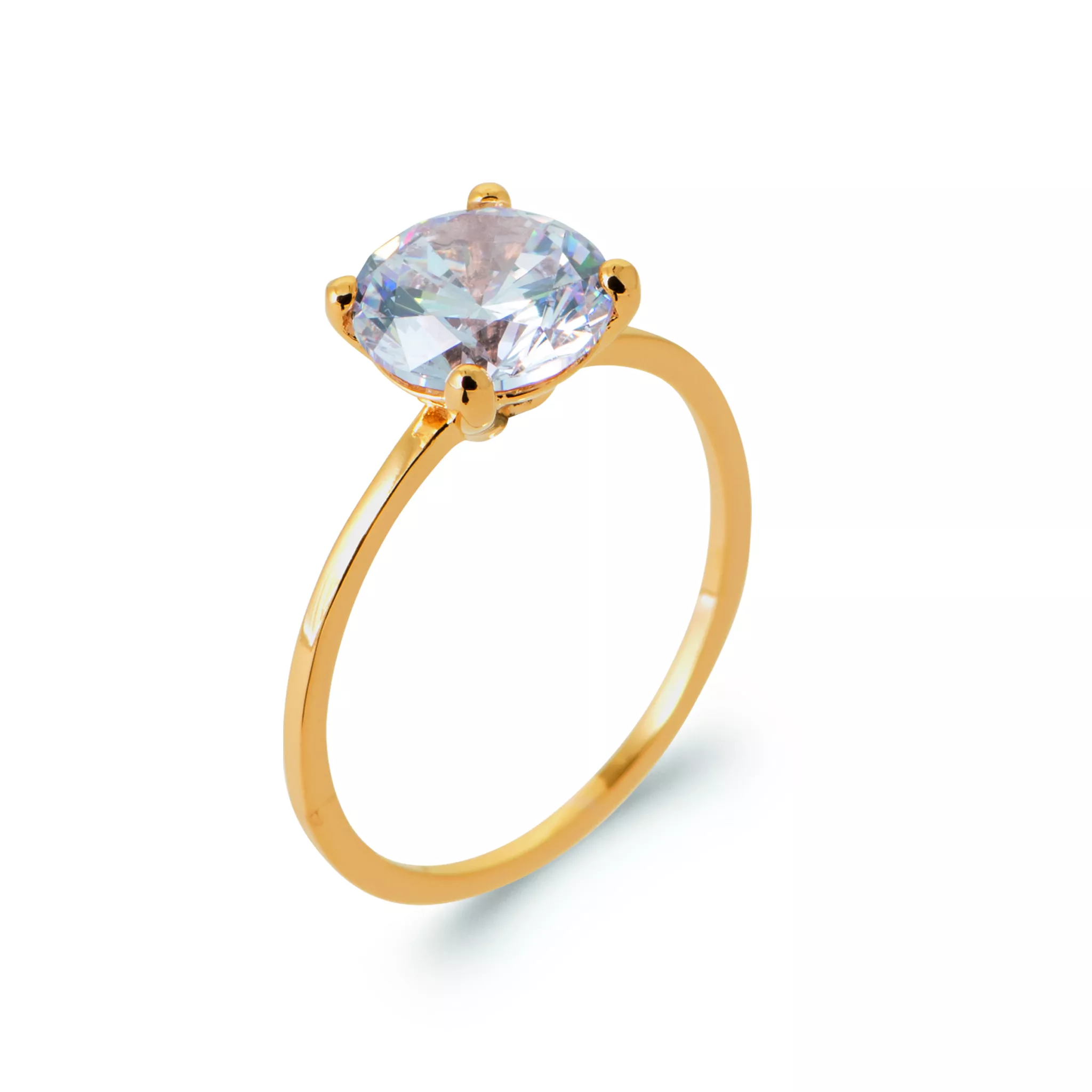 Bague Solitaire Plaqué Or Delhpine Zirconium Joaillerie - Bague en Plaqué or - Bijoux en Vogue