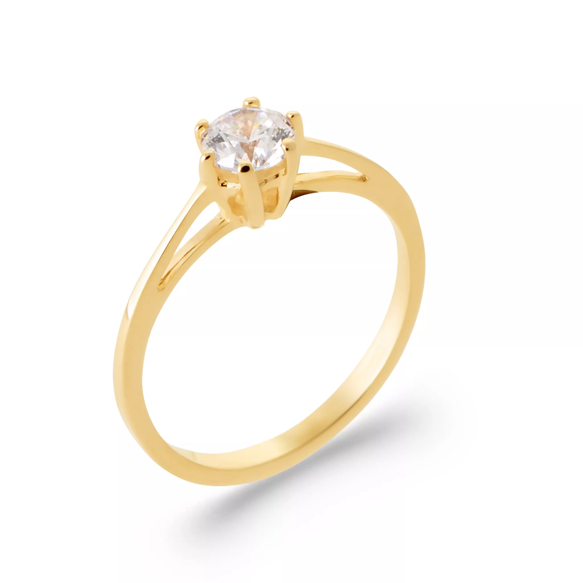 Bague Solitaire Plaqué Or Leandrie Zirconium Joaillerie - Bague en Plaqué or - Bijoux en Vogue