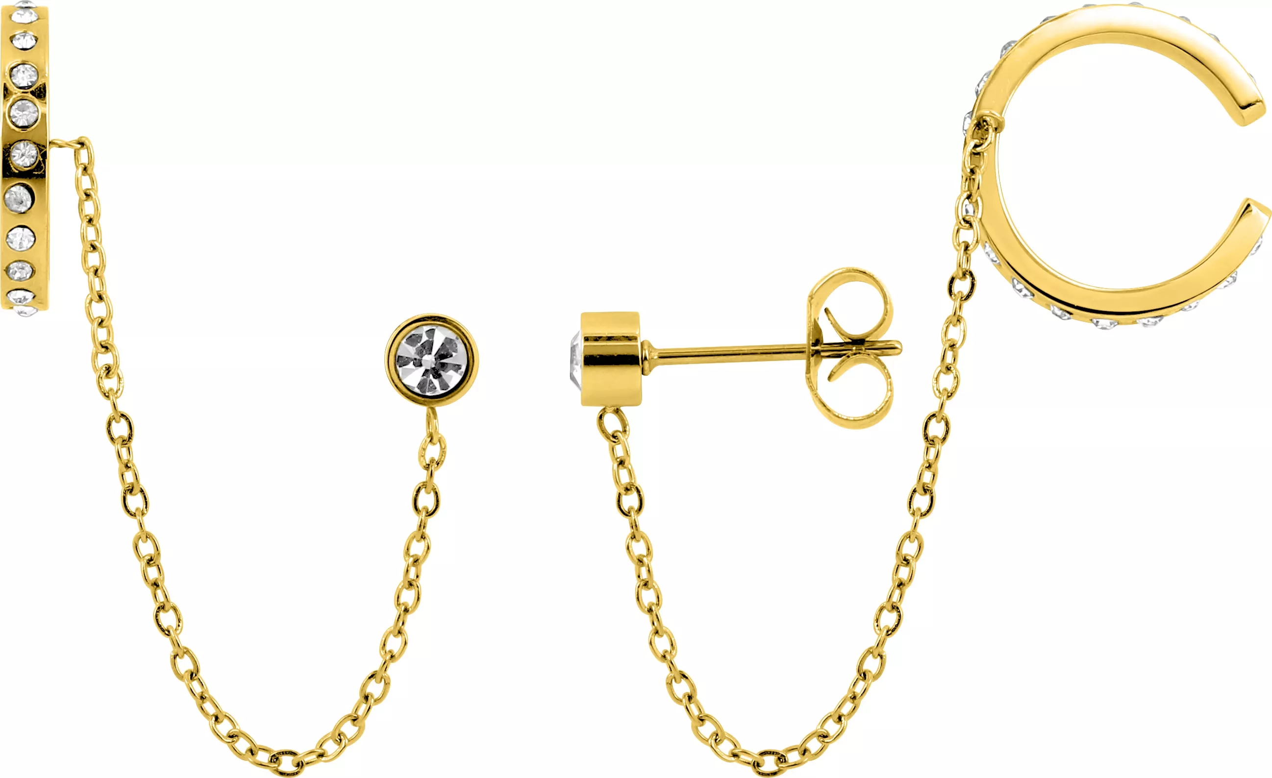 Boucles d'oreilles Acier Doré Bahylla Cristal - Boucles d'oreilles en Acier - Bijoux en Vogue