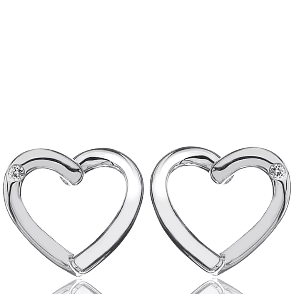 Boucles d'oreilles diamond Edyta heart - Boucles d'oreilles en Argent 925