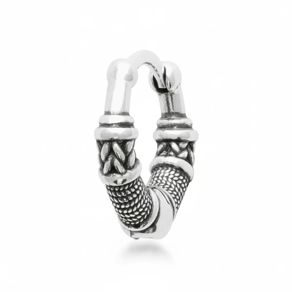 Boucles d'oreilles Homme Argent Kael Texturé - Boucles d'oreilles en Argent 925