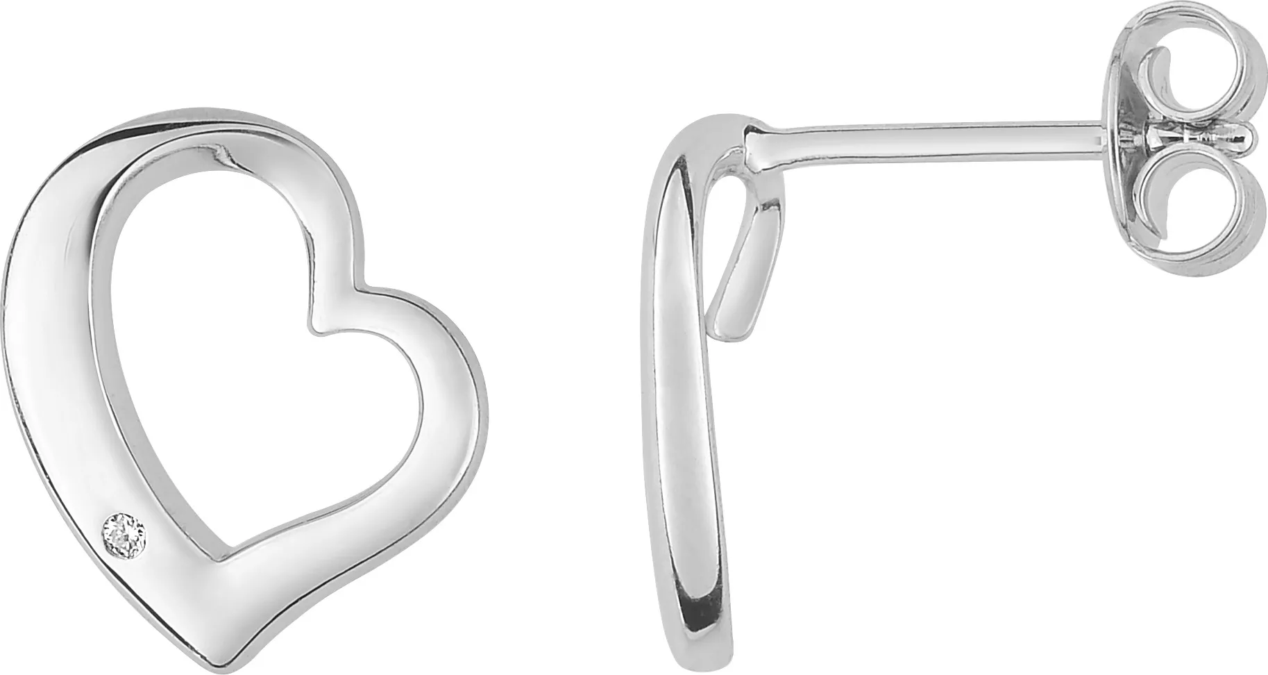 Boucles d'oreilles Argent Baignotte Zirconium Coeur - Boucles d'oreilles en Argent 925