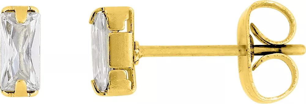 Boucles d'oreilles Clous Acier Doré Zaineddine Zirconium - Boucles d'oreilles en Acier - Bijoux en Vogue