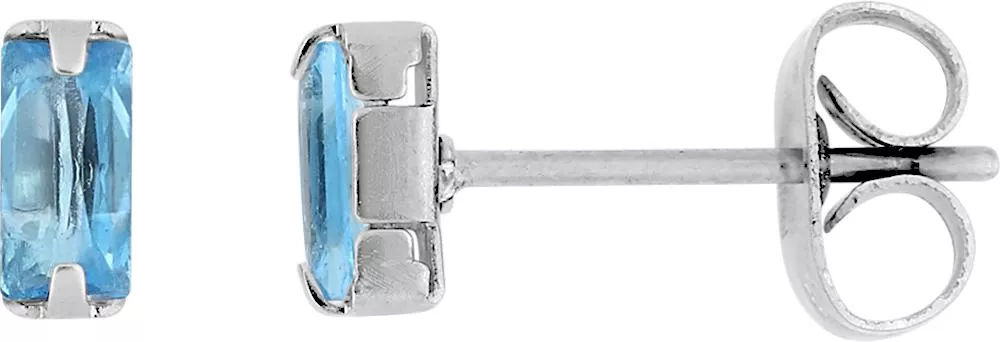 Boucles d'oreilles Clous Acier Assubahati Zirconium Bleu - Boucles d'oreilles en Acier
