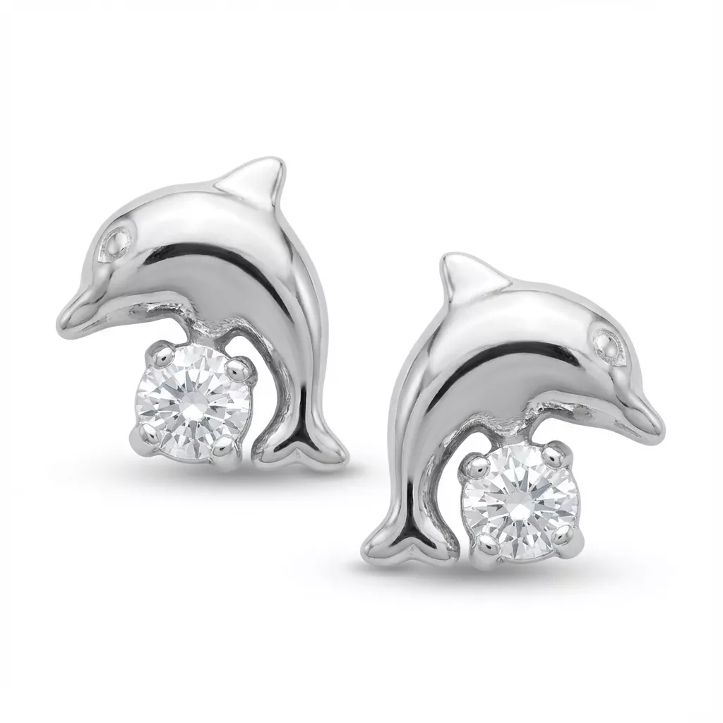 Boucles d'oreilles Clous Gelase Fille Argent Cristal Figuratif - Boucles d'oreilles en Argent 925 - Bijoux en Vogue