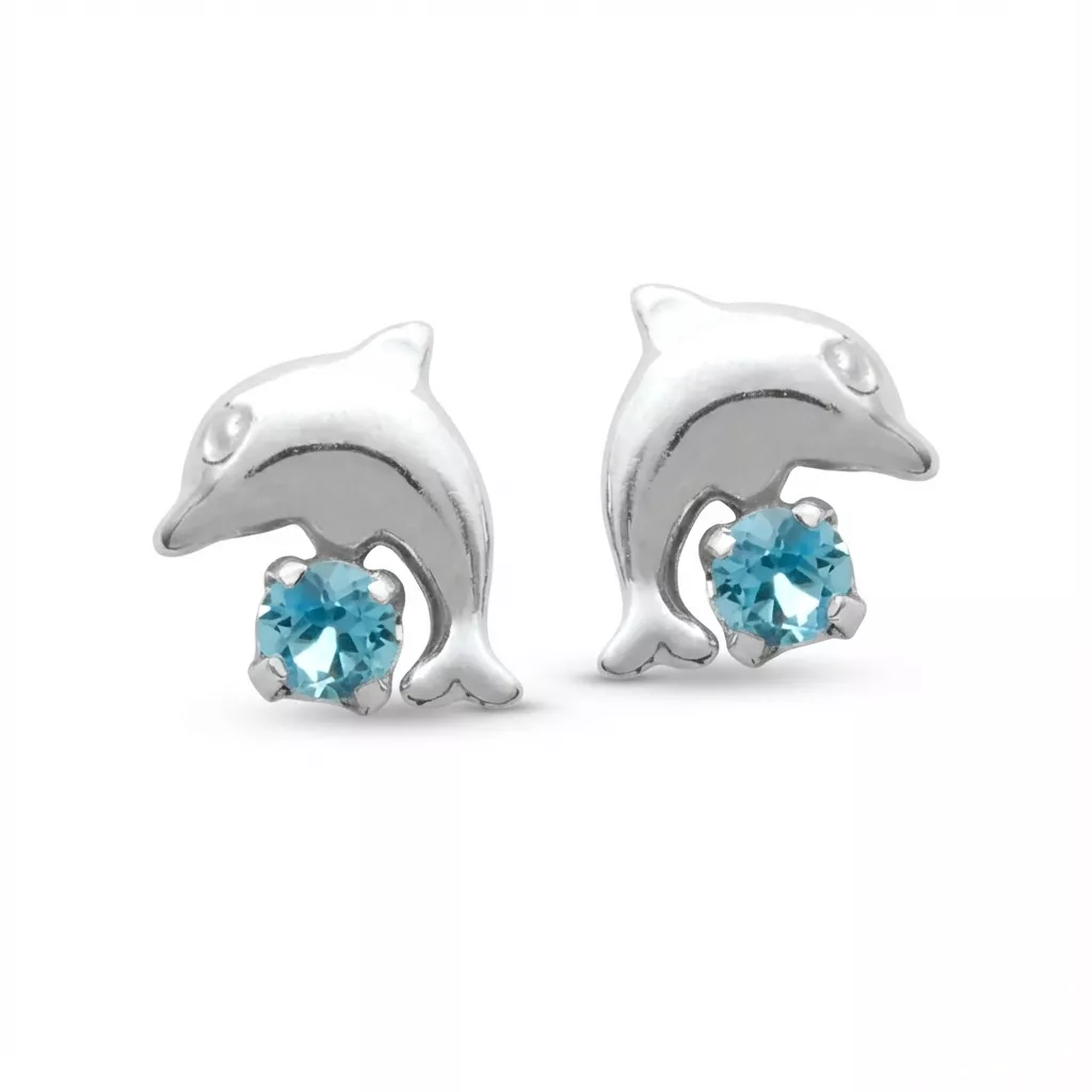 Boucles d'oreilles Clous Gelase Fille Argent Cristal Figuratif Couleurs - Boucles d'oreilles en Argent 925 - Bijoux en Vogue