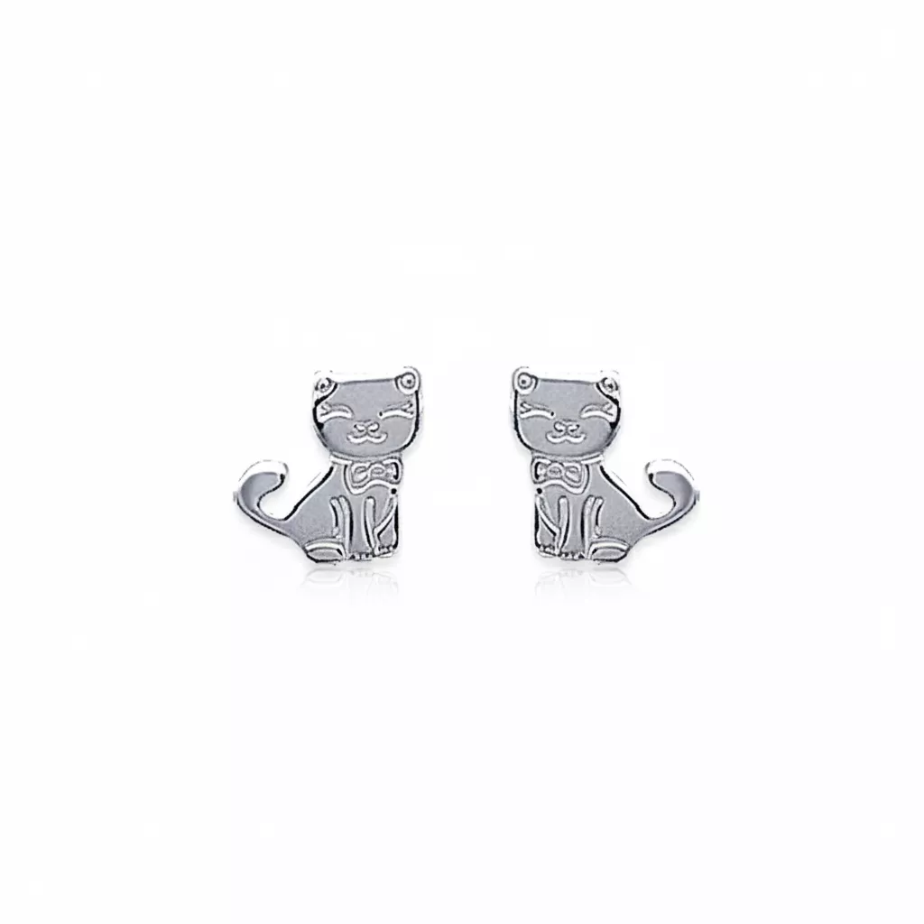 Boucles d'oreilles Clous Eleuthe Fille Argent Chat - Boucles d'oreilles en Argent 925 - Bijoux en Vogue