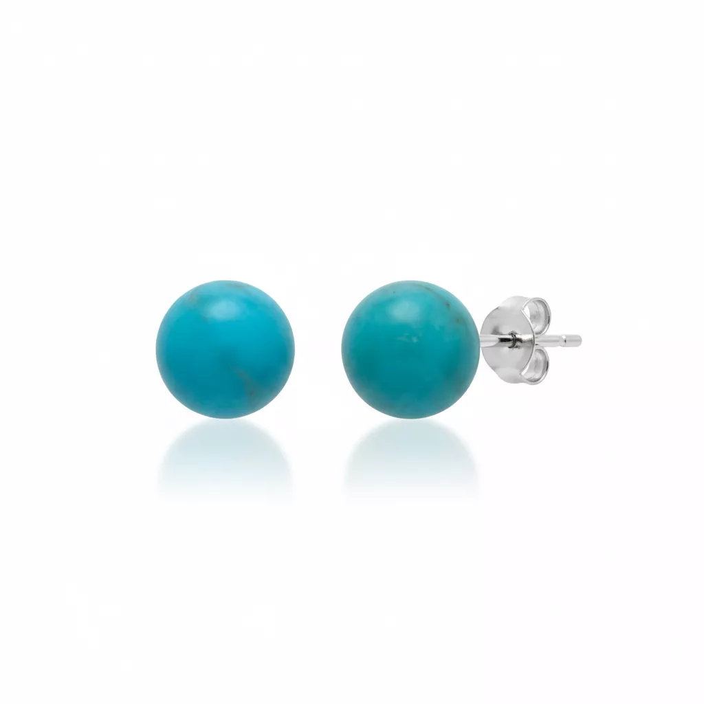 Boucles d'oreilles Clous Argent Lionela Turquoise - Boucles d'oreilles en Argent 925 - Bijoux en Vogue