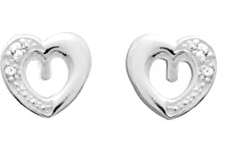 Boucles d'oreilles Clous Argent Bouadla Zirconium Coeur - Boucles d'oreilles en Argent 925 - Bijoux en Vogue