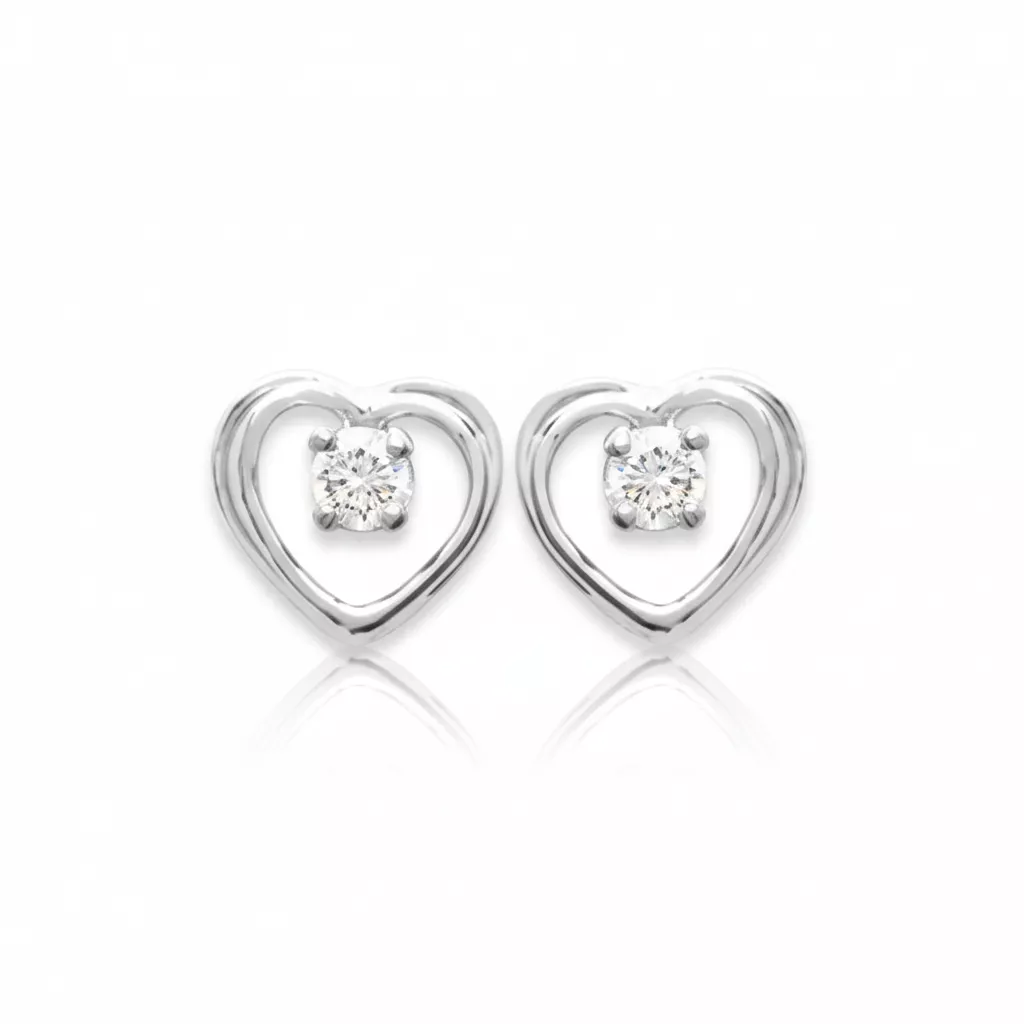 Boucles d'oreilles Clous Argent Lerma Zirconium Coeurs - Boucles d'oreilles en Argent 925 - Bijoux en Vogue