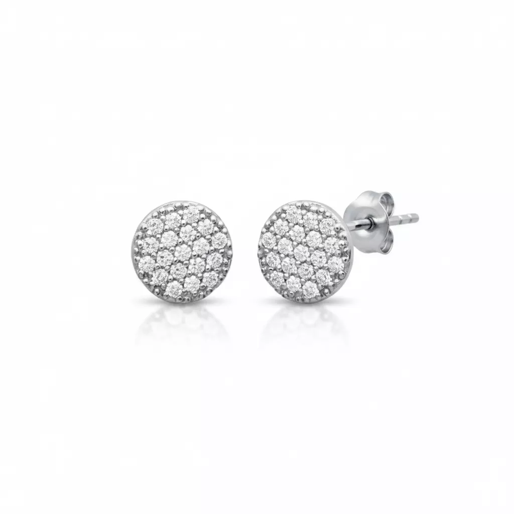 Boucles d'oreilles Clous Argent Lemata Zirconium Géométrie - Boucles d'oreilles en Argent 925