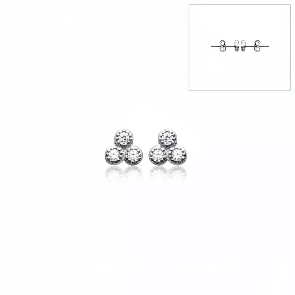 Boucles d'oreilles Clous Argent Antonina Zirconium Géométrie - Boucles d'oreilles en Argent 925