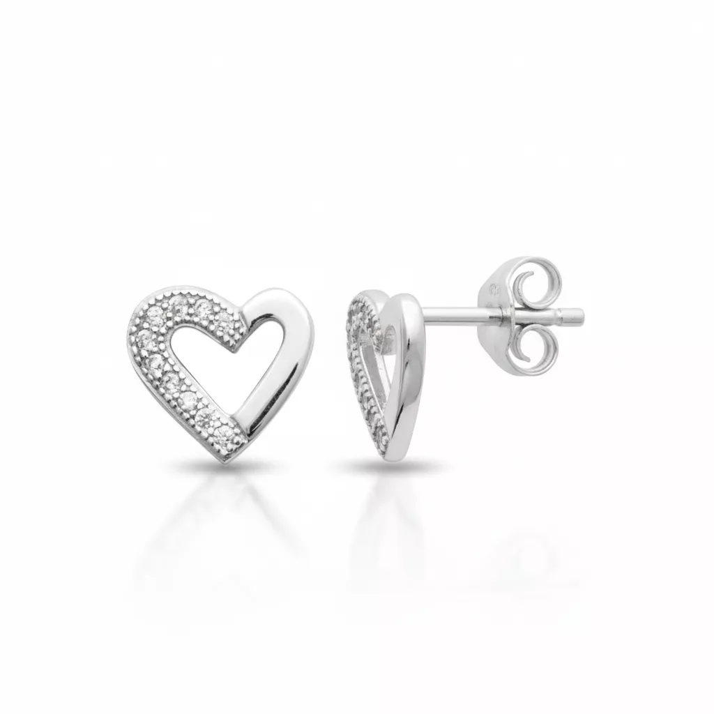 Boucles d'oreilles Clous Argent Gigliana Zirconium Coeurs - Boucles d'oreilles en Argent 925 - Bijoux en Vogue