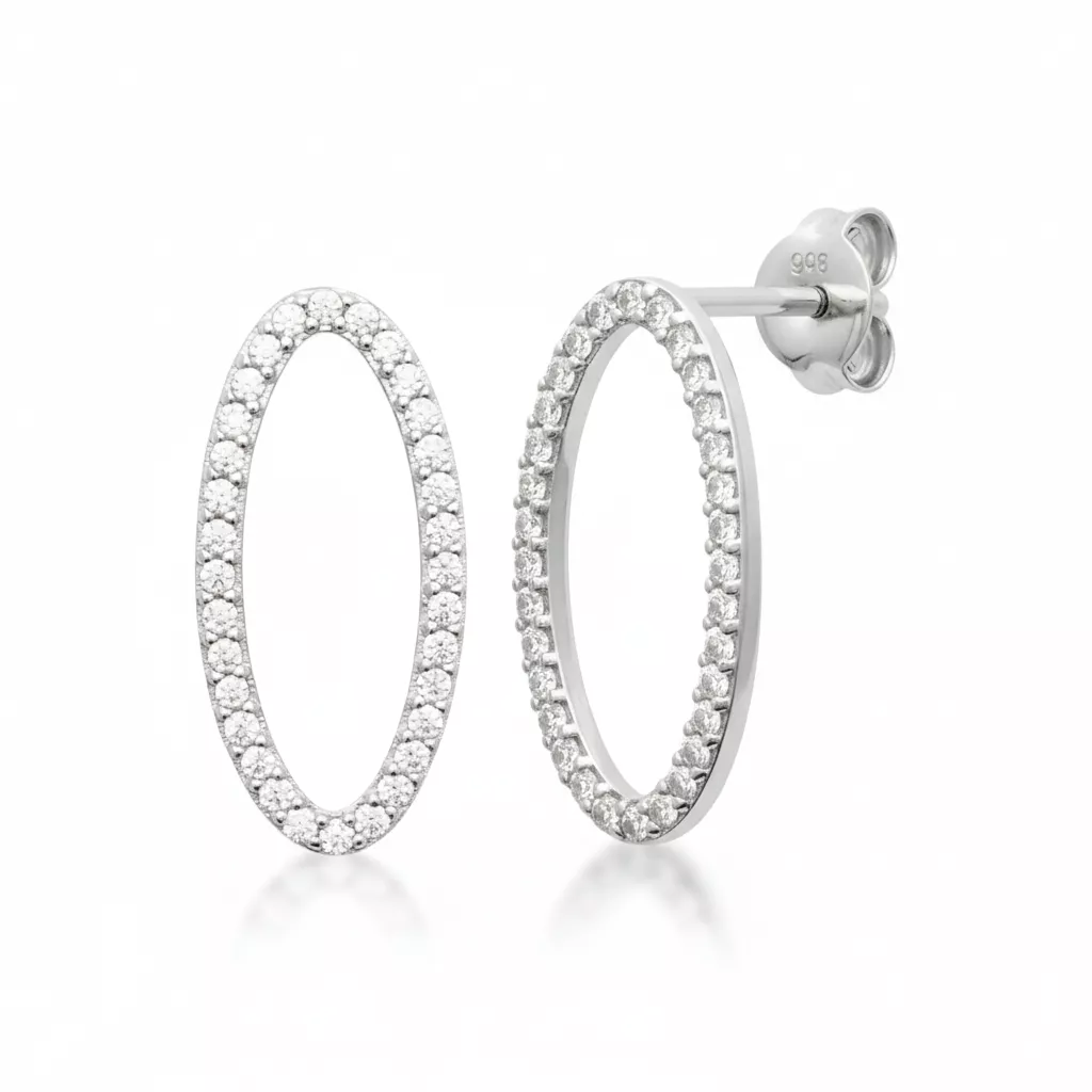 Boucles d'oreilles Clous Argent Ahmenna Zirconium Géométrie - Boucles d'oreilles en Argent 925 - Bijoux en Vogue