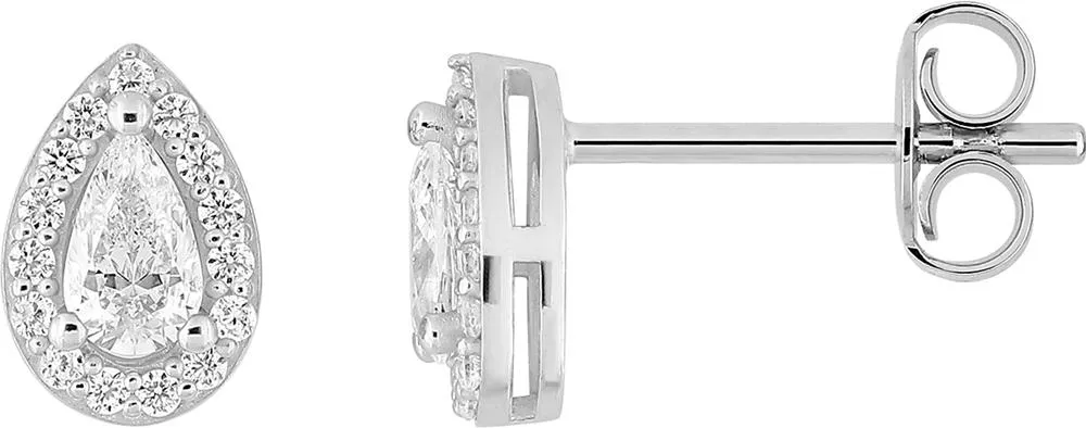 Boucles d'oreilles Clous Argent Lalinda Zirconium - Boucles d'oreilles en Argent 925 - Bijoux en Vogue