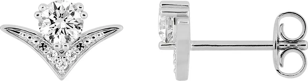 Boucles d'oreilles Clous Argent Farnaise Zirconium - Boucles d'oreilles en Argent 925 - Bijoux en Vogue