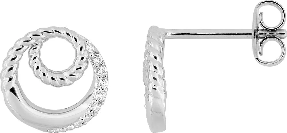 Boucles d'oreilles Clous Argent Narseddine Zirconium - Boucles d'oreilles en Argent 925 - Bijoux en Vogue